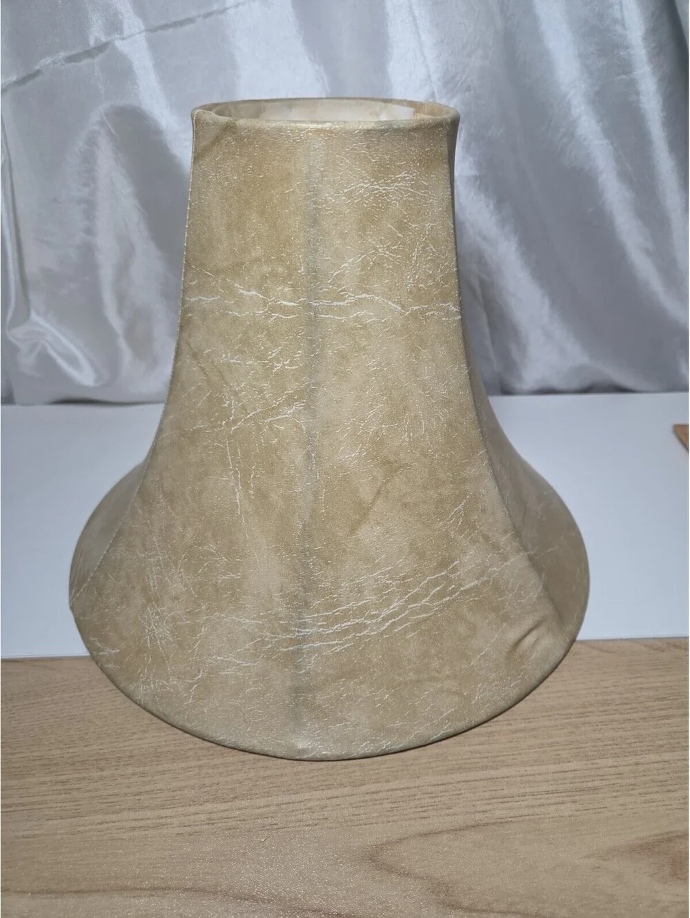 Vintage Faux Leather Tan Bell Lamp Shade Distressed 10.25